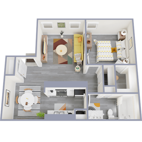 a floor plan of a 1 bedroom apartment
